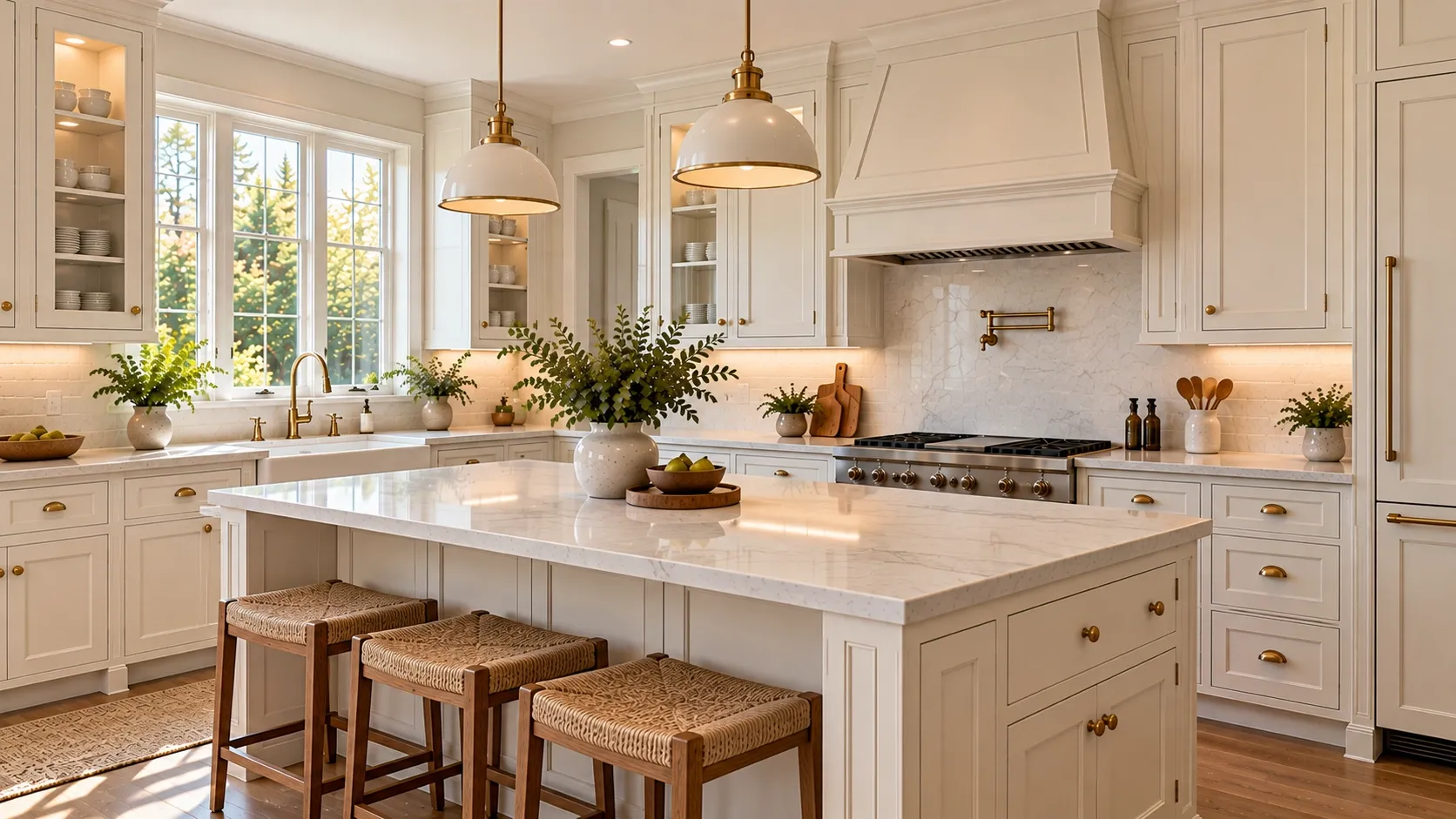 Custom inset kitchen cabinets with flush-fitting doors and classic hardware.