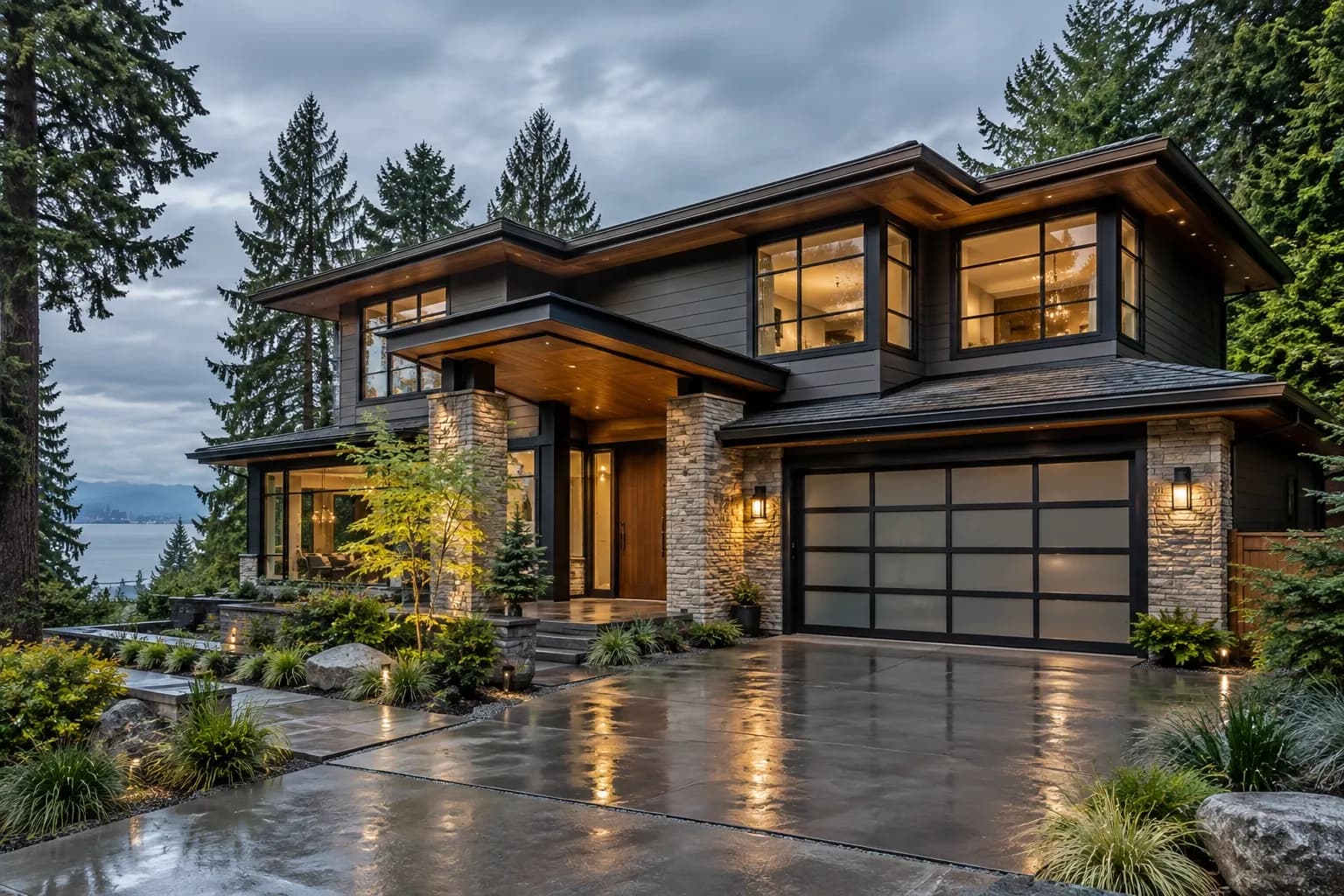 Modern Seattle home with durable exterior materials for rainy weather